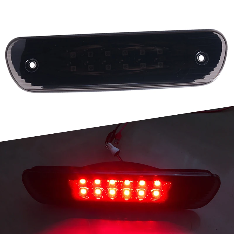 

Автомобильный задний стоп-сигнал, 12 светодиодов, третий стоп-сигнал с высоким креплением, задний стоп-сигнал для груза, Дымчатая линза, подх...