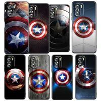 avengers shield marvel for xiaomi redmi k50 k40 gaming k30 k20 pro 5g 10x 9t 9c 9a tpu soft black phone case fundas coque cover