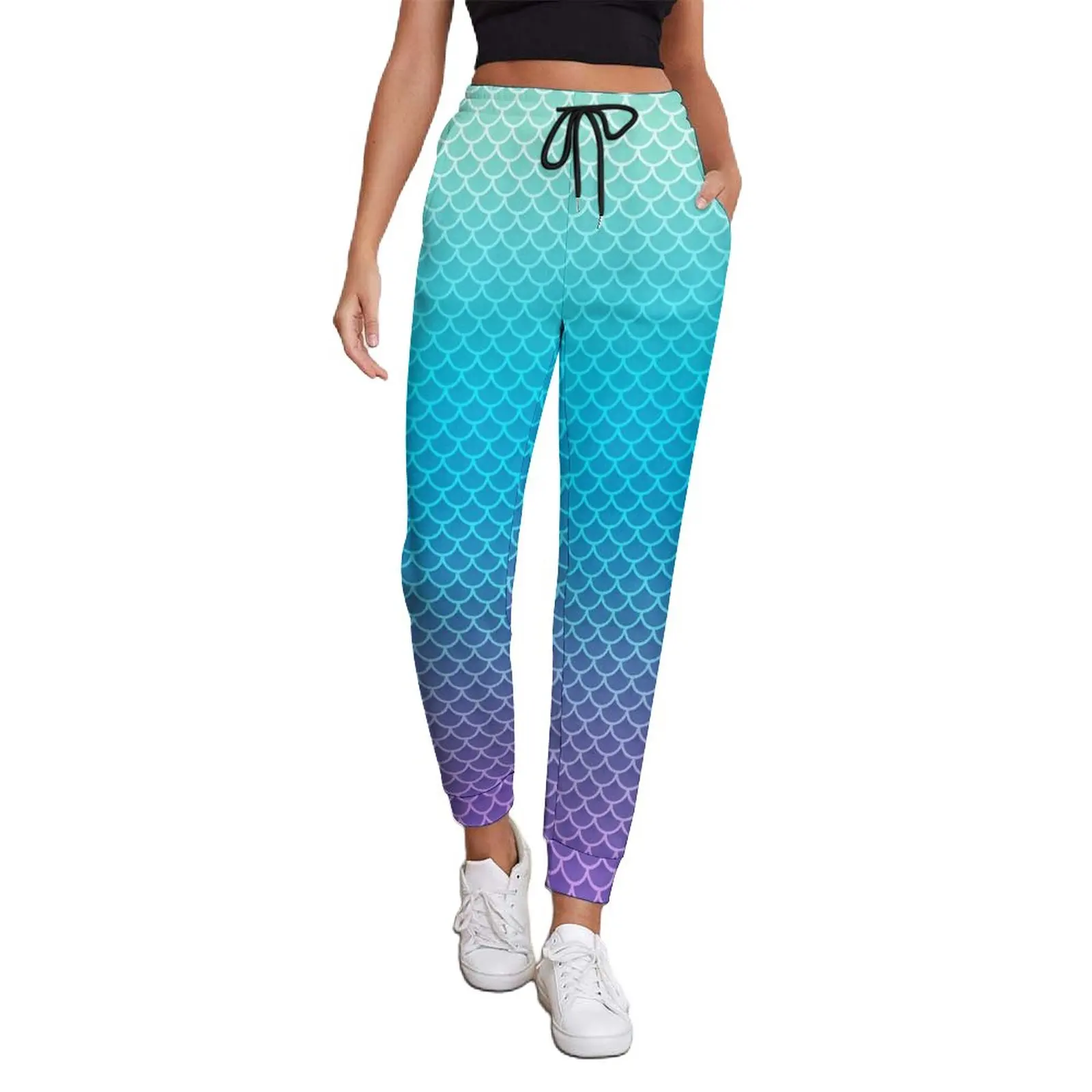

Ombre Mermaids Jogger Pants Spring Fish Scales Casual Sweatpants Female Street Wear Design Trousers Big Size