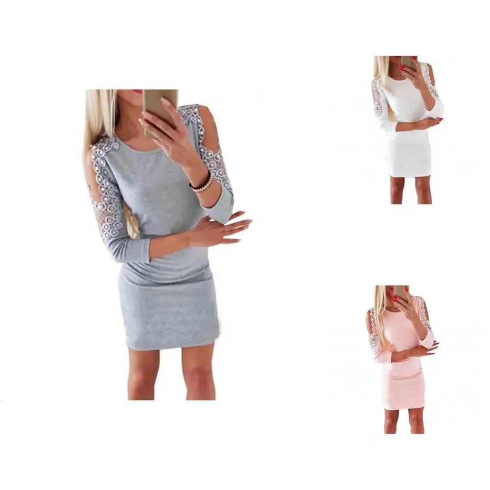 

Платье-мини женское однотонное с круглым вырезом