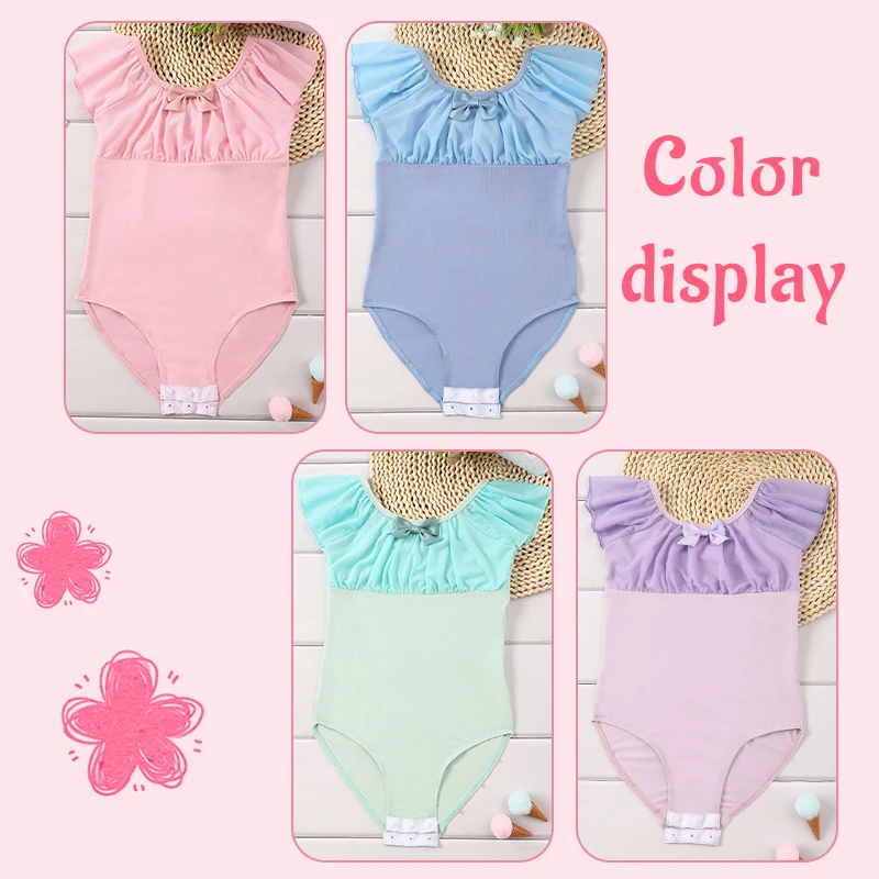AOQUNFS Ballet Leotard Gymnastics Dance Clothes Leotards Girls Ballet Outfit Dancing Training Pink Bow Open Crotch
