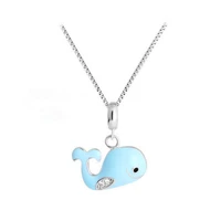 cute sweet silver necklace necklace collarbone chain whale pendant silver jewelry underwater adventure color drip glue