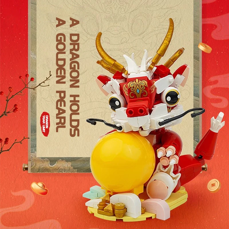 Китайская Модель Танца Льва Строительные Блоки Креативное Украшение Для