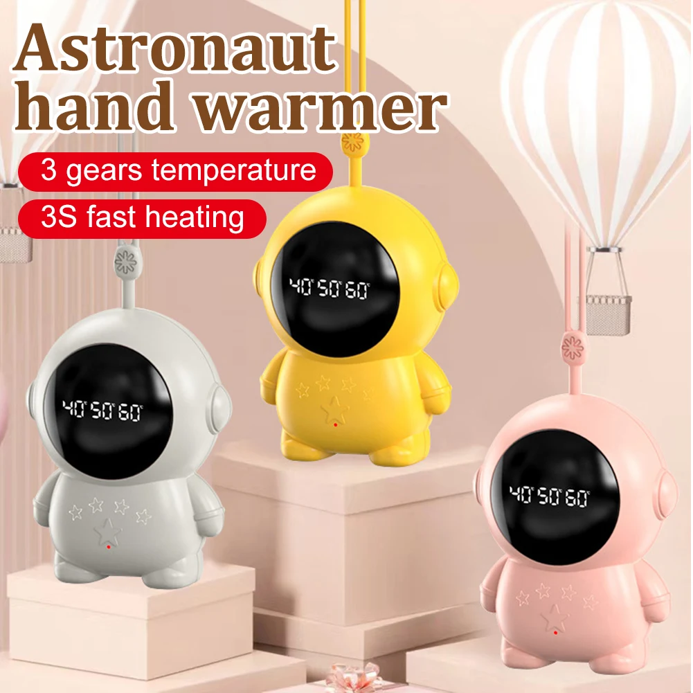 

2400mAh Astronaut Hand Warmer Fast Heating USB Rechargeable Pocket Hand Warmer With Lanyard Winter Electric Hands Heater