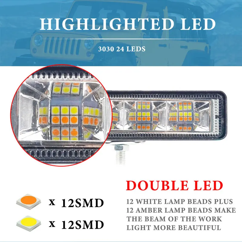 Светодиодная противотуманная фара для мотоцикла 72 Вт 12 В 24