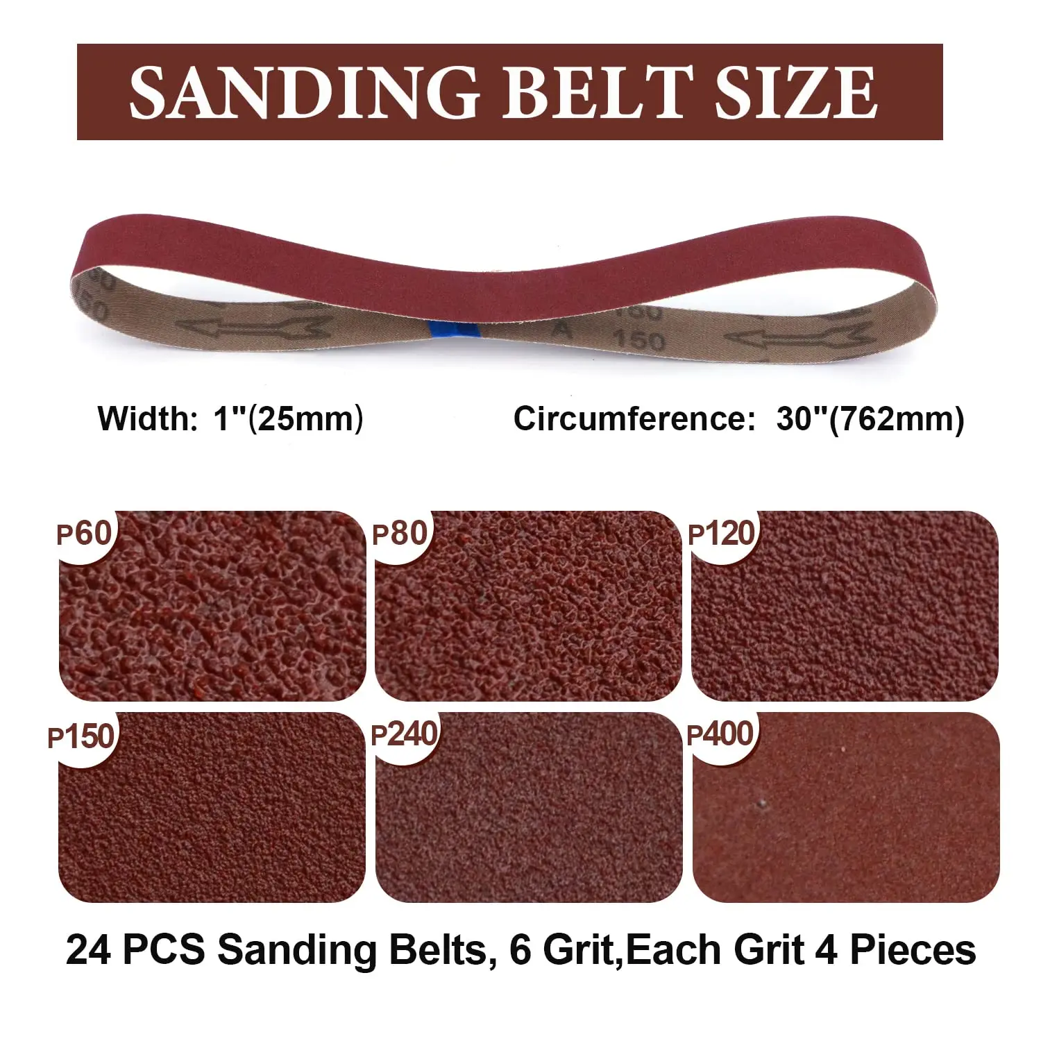 Набор шлифовальных лент и дисков (30 штук) для комбинированного шлифовального станка с ленточной и дисковой насадками 1x30 дюймов, из оксида алюминия.