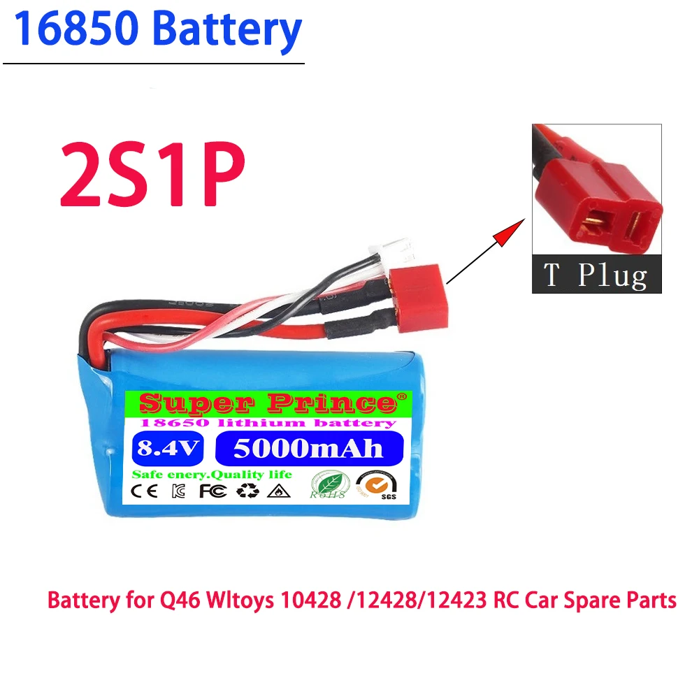 

8.4V 2S1P 5000mAh for Wltoys 12423 12428 12401 12402 12402A crawler car for Samsung lithium battery pack+T plug