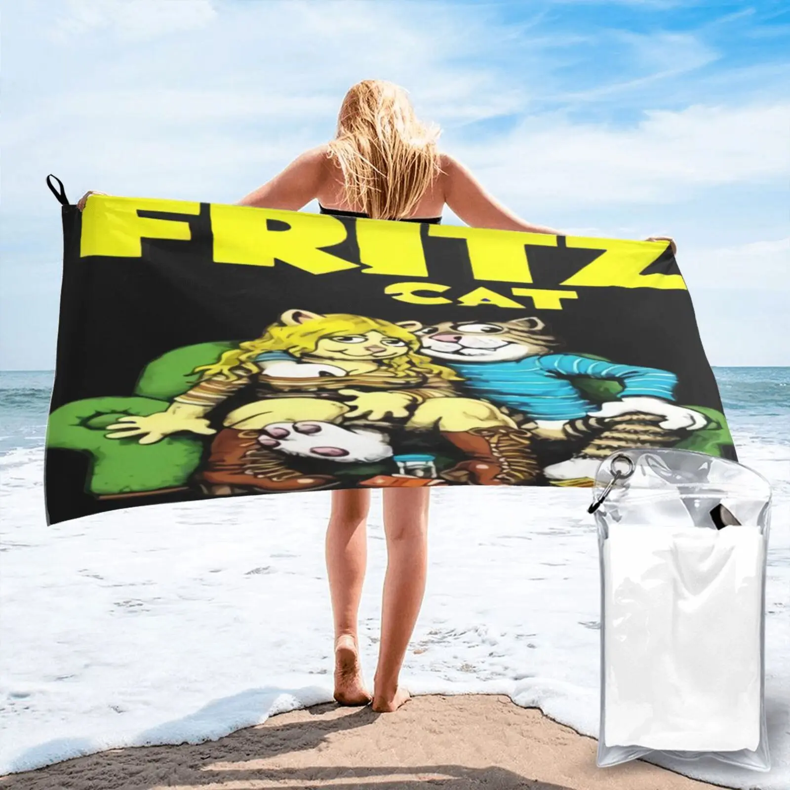 

1960S Fritz, кошка, Роберт-Крошка, пляжное полотенце, полотенце для лица, банное и душевое пляжное покрытие, пляжное полотенце для ванны и сауны