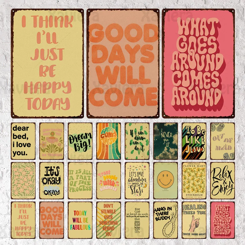 

Vintage Plaque Motivational Phrases Quotes Metal Tin Sign Positive Sentences Decorative Plate for School Office Study Room Decor