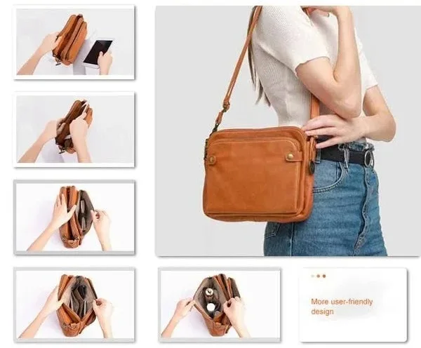 

2023 Hot Sale Women Crossbody Bags Three Layers Leather Shoulder Handbags Retro Fashion Purse Multi Pocket Female Clutch Bag sac