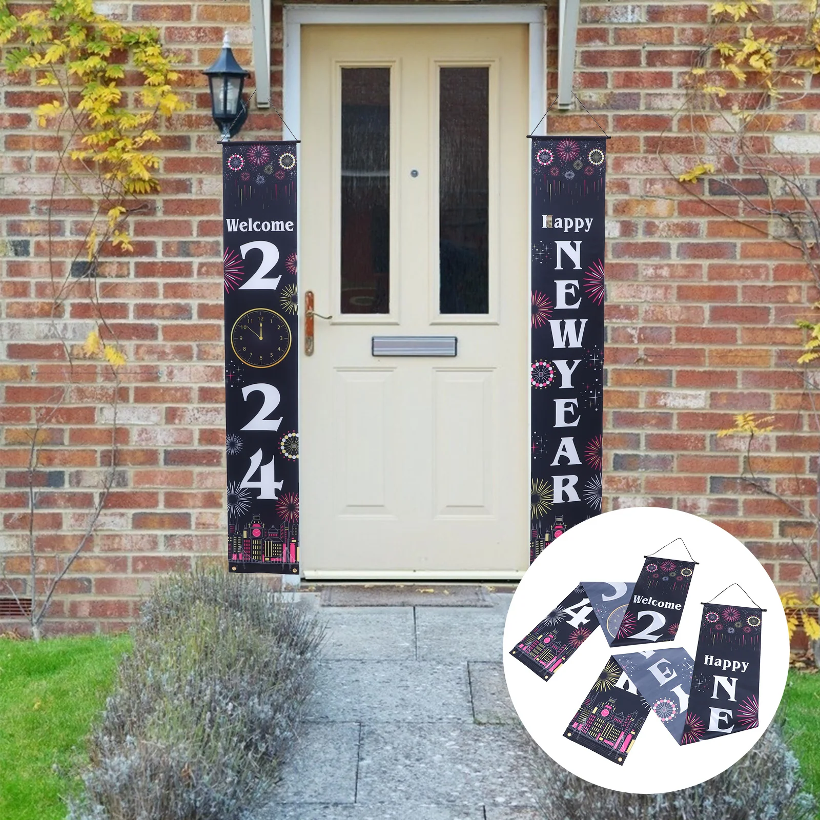 

Door Couplet New Year Banner Curtains Hanging Decoration Creative Signs Polyester Cloth Holiday Flags