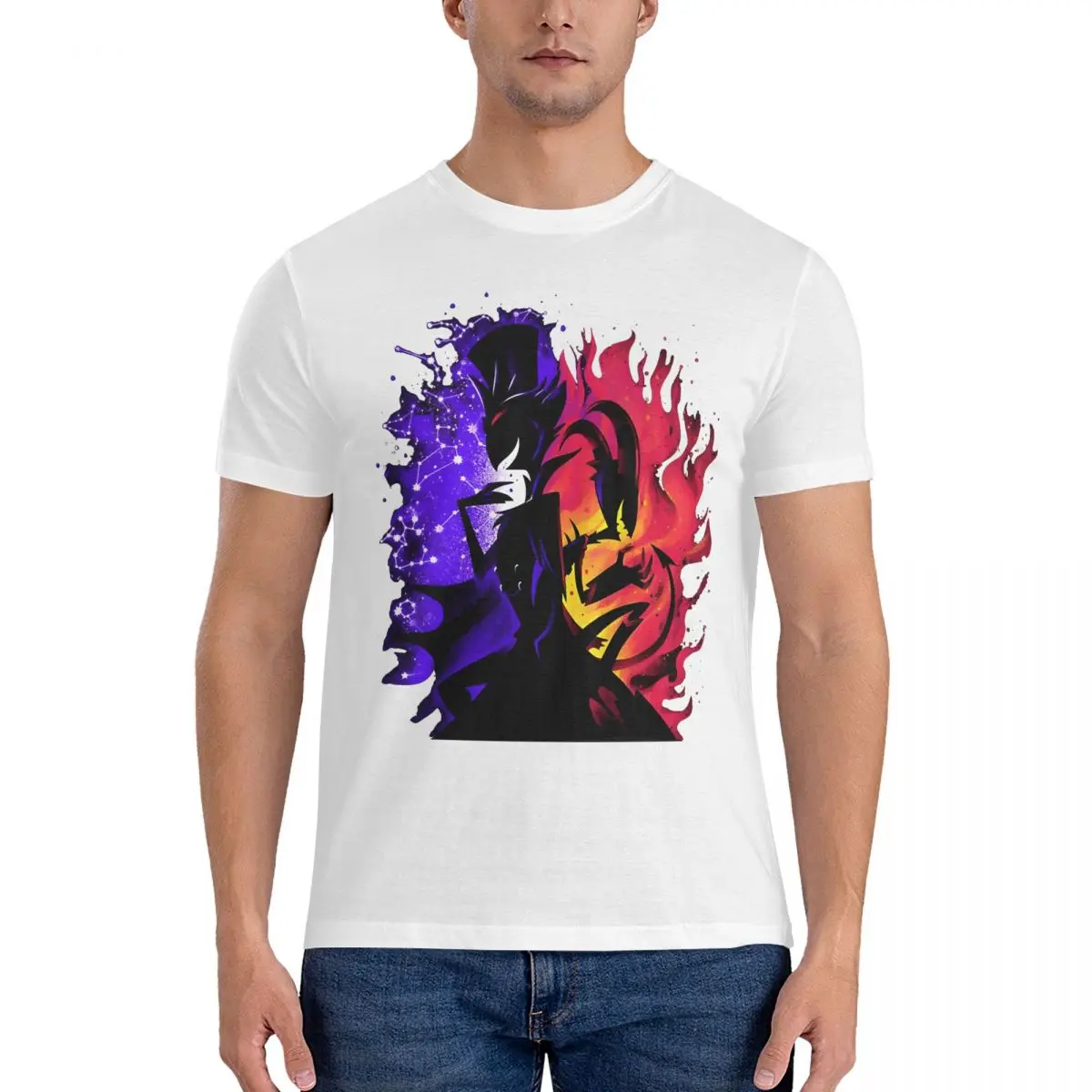 Футболка мужская из хлопка с круглым вырезом коротким рукавом