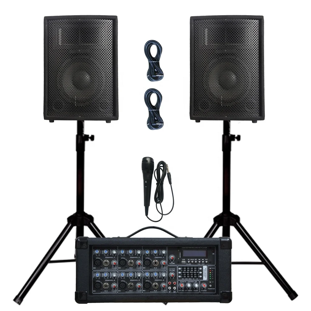 

Professional audio 1000W 2X12"Subwoofer PA speaker system TWS karaoke sets 8 channel powered mixer Sound box bocina parlant