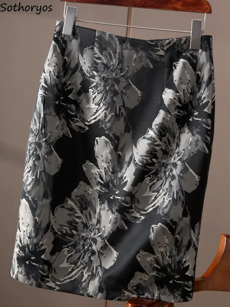 

Юбка женская универсальная с принтом, Модная стильная базовая юбка в стиле ампир, элегантная винтажная в Корейском стиле, весна-осень