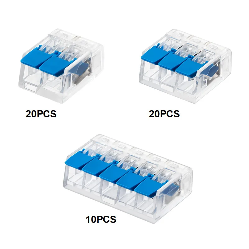 

50PCS Lever-Nuts Wire Connectors 2/3/5 Ports Electrical Mini Quick Wiring Terminal Connector