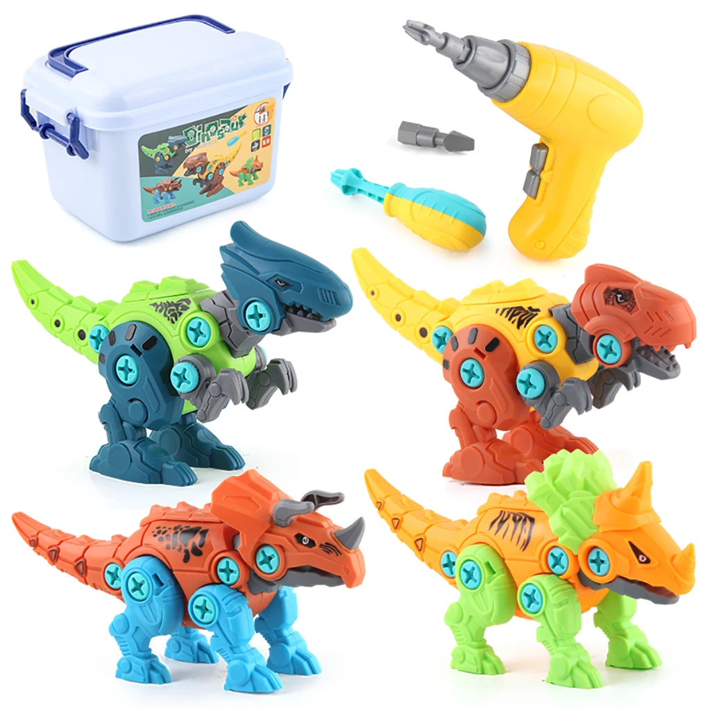 

1 Set Assembling Dinosaurs Hand-made Plastic Simulated Useful Funny Preschool Toys Portable Disassembly Building Block