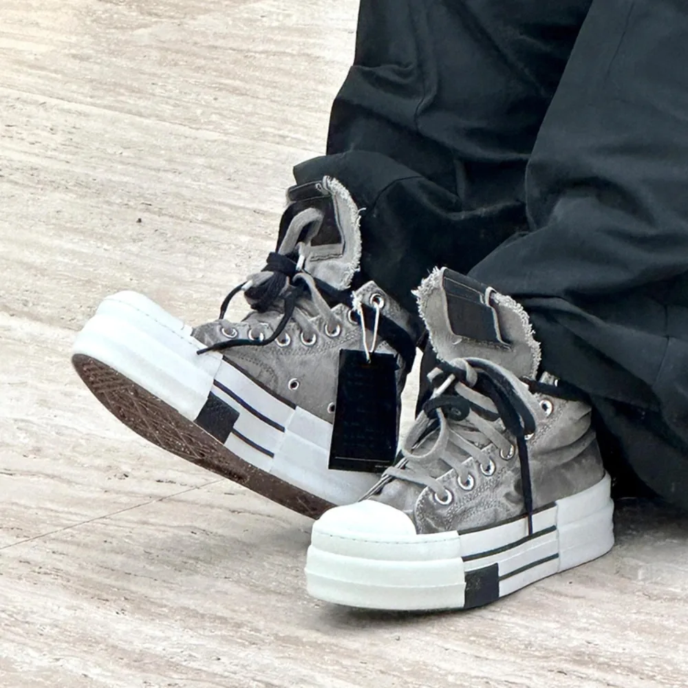 NIGO/женские зимние темпераментные парусиновые высокие туфли с толстой подошвой и