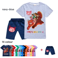 disney fashion baby girl cotton suit shorts summer turning red tracksuit short sleeve baby clothes 1 15 years old