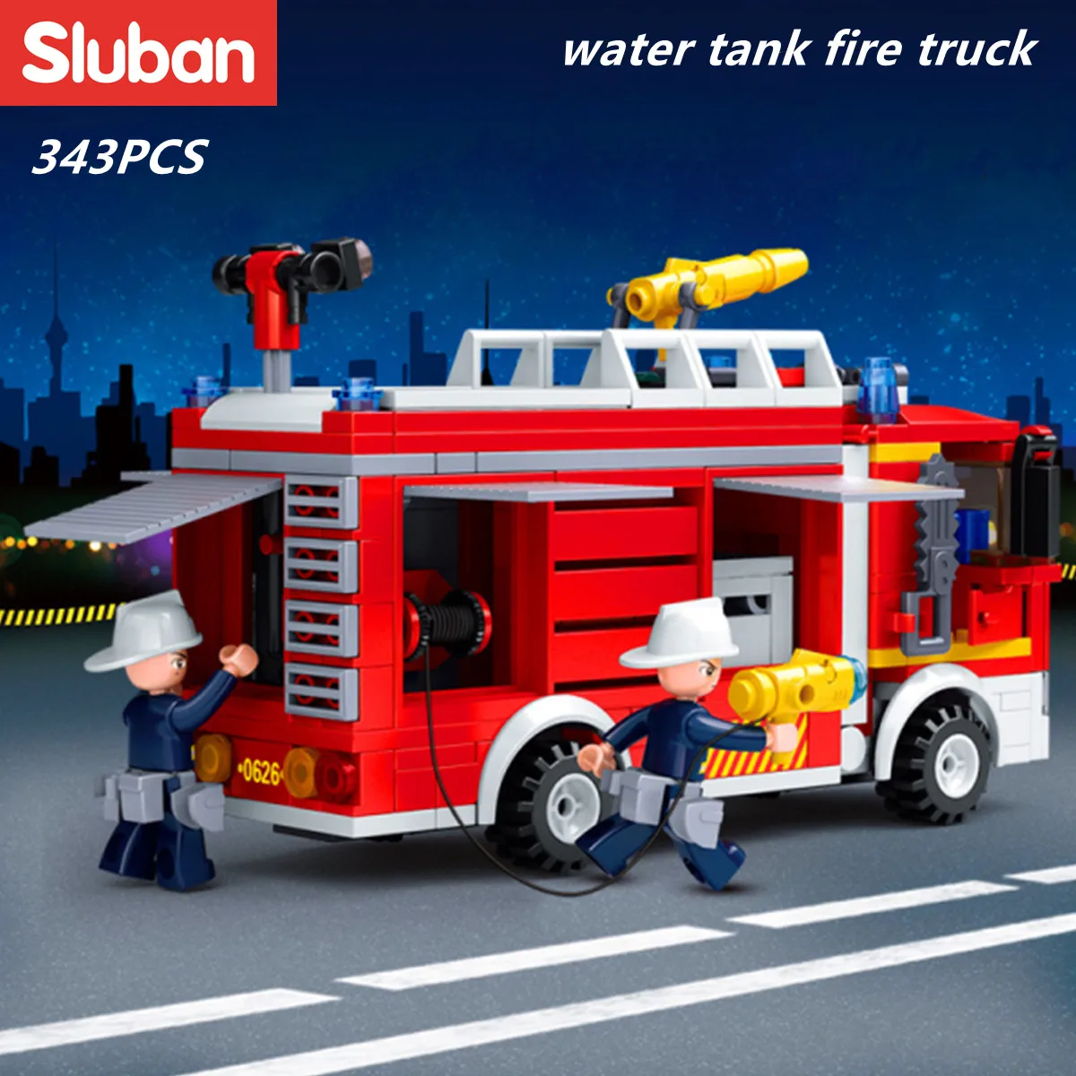 Sluban Building Block Spielzeug Stadt Feuer Kämpfer 343PCS Bricks B0626 Feuerlösch Wasser Tanker Compatbile Mit Führenden Marken
