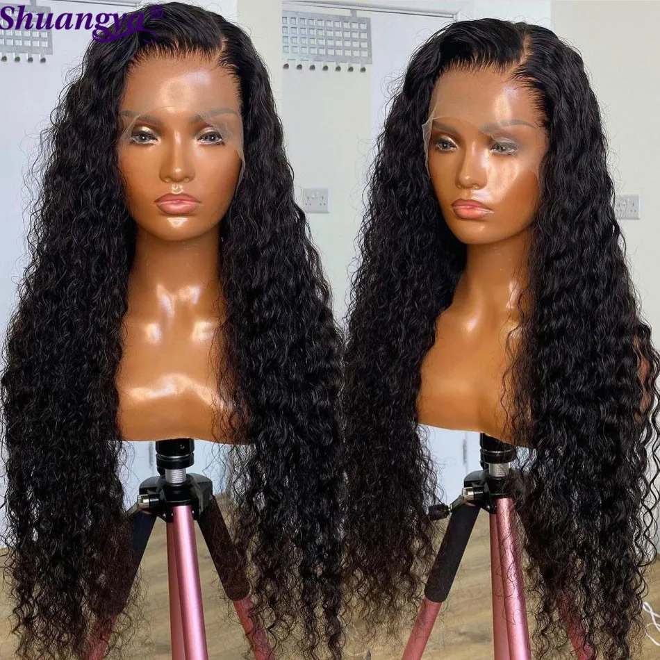 Hd Transparent Lace Frontal Wig 30 Inch Water Wave Curly Lace Front Human Hair Wigs For Women Glueless Curly Wigs Shuangya Hair
