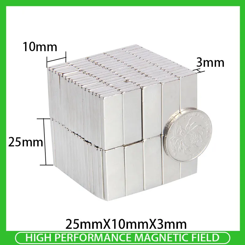 

2~100PCS 25x10x3mm Neodymium Magnet 25mm x 10mm x 3mm N35 NdFeB Block Super Powerful Strong Permanent Magnetic imanes