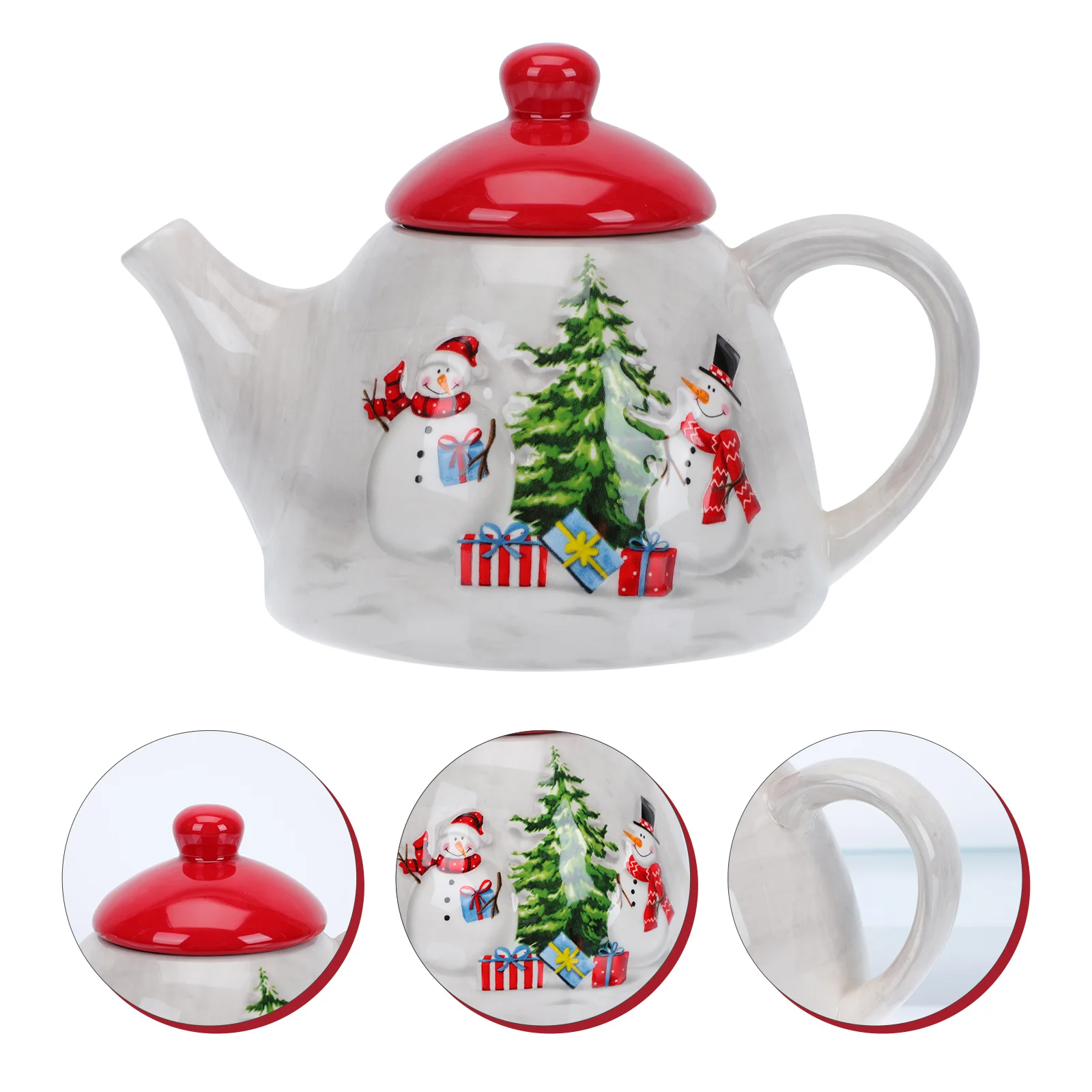 

Tea Christmas Ceramic Pot Teapot Kettle Pots Coffee Pitcherwaterporcelain Stovetop Holiday Snowman Tree Camping Loose Ceramics