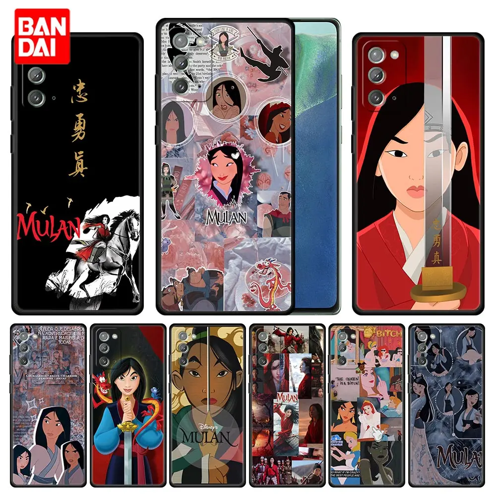 

Cartoon Disney Mulan Princess Case for Samsung Galaxy Note 20 10 9 8 S21 S20 FE Plus Ultra Lite 4G 5G Black Capa Silicone Cover