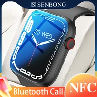 senbono 2022 1 91 smart watch men nfc bluetooth call pay and receive heart rate monitor sport smartwatch women for android ios