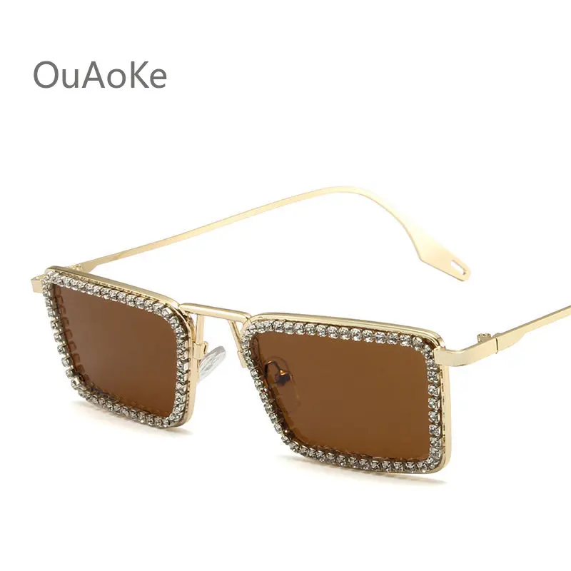 

2022 New Diamond Inlaid Women's Sunglasses Fashionable Retro Small Square Metal Eyeglasses Ins Personality Ocean Glasses Women
