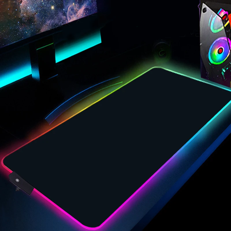 

Black Mouse Pad 900x400 RGB Solid Color Gaming Accessories Pc Gamer Desk Mat Keyboard Table Pads Deskmat Backlit Laptop Mousepad