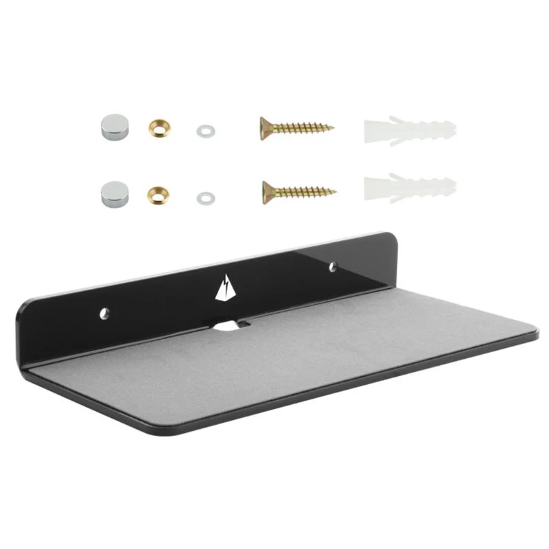 

Wall Shelf Speaker Stand Acrylic Wall Mount Display Shelf for Bluetooth Speaker Webcam Cell Phones Toy-Black