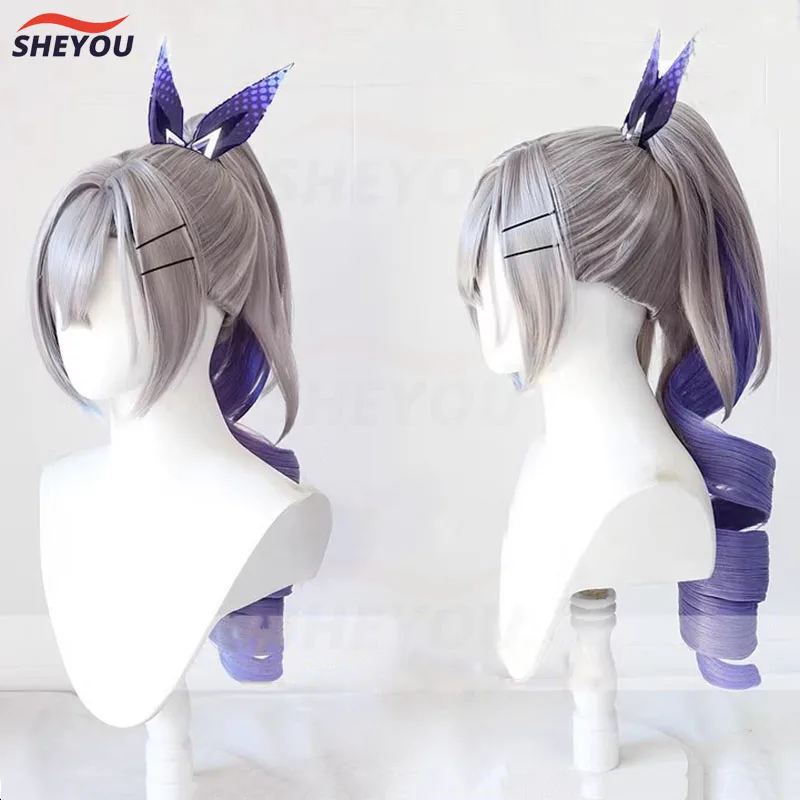 Новинка! Парик для косплея серебряного волка Honkai со звездами рейками