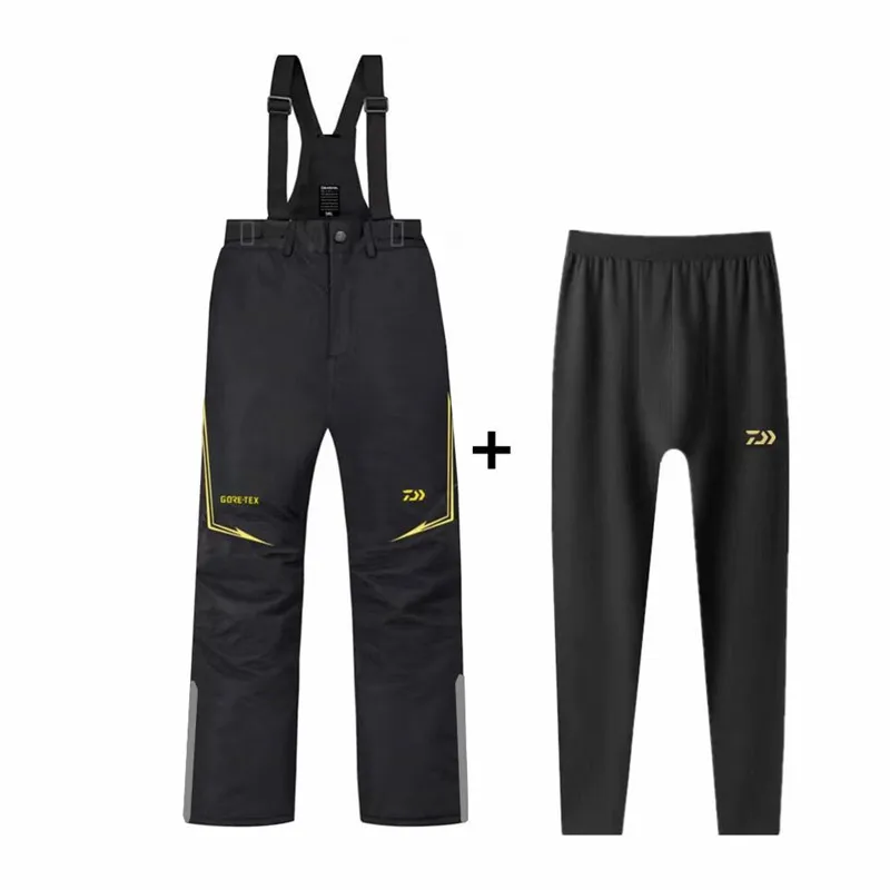 2 pcs New Winter Men Heavy Rain Charge Pants Waterproof Durable Warm Pants with Adjustable Strap Fishing Pants enlarge