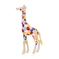 tulx multicolor enamel giraffe brooches corsage for women cute animal brooch pins backpack badge party jewelry accessories