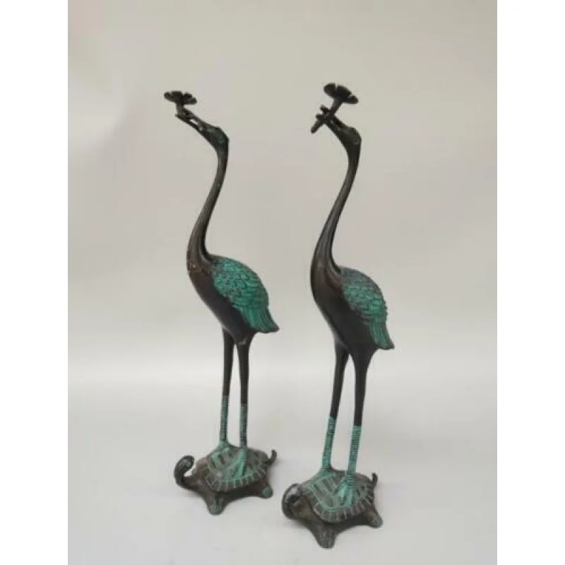 

Chinese Antique Craft Bronze Red-Distinguished A Pair of Large Cranes