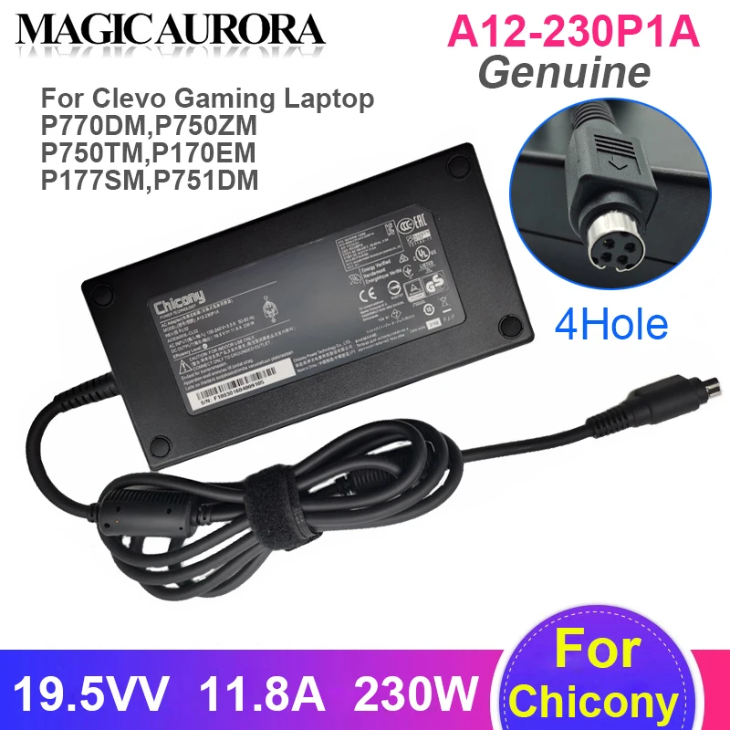 Genuine For Clevo P770DM P750ZM P775DM P771DM Gaming Laptop Adapter Chicony 19.5V 11.8A 230W A12-230P1A Charger Power Supply