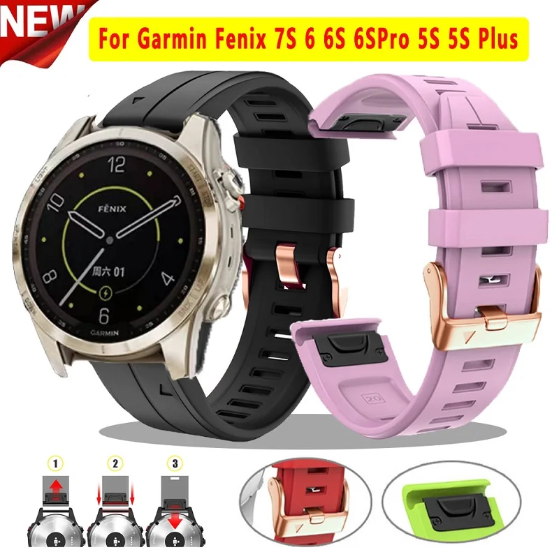 

Новый Официальный силиконовый браслет 20 мм, ремешок на запястье для Garmin Fenix 7S 5S 6SPro Instinct 2, ремешок для смарт-часов, ремешок QuickFit, браслет