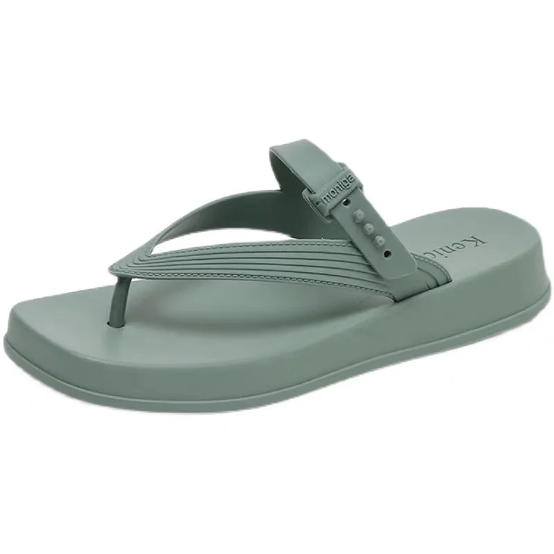 2023 Summer Women Sandals Slippers Thick Soles Retro Flip-flops Candy Color Adjustable Sandals Fashion Versatile Casual Slippers
