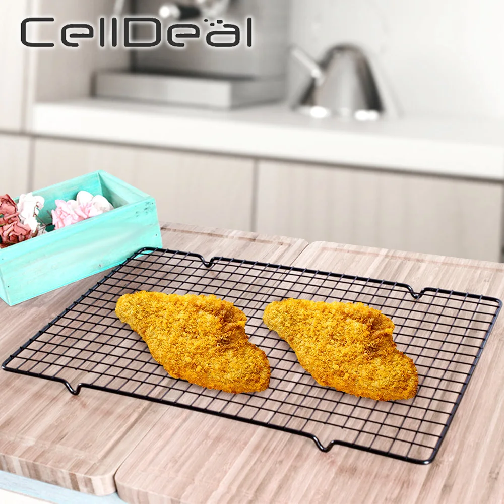

Cake Cooling Rack Non Stick Black Carbon Steel Wire Holder Shelf Net For Biscuit Pastry Cookie Pie Bread Cake Baking Rack