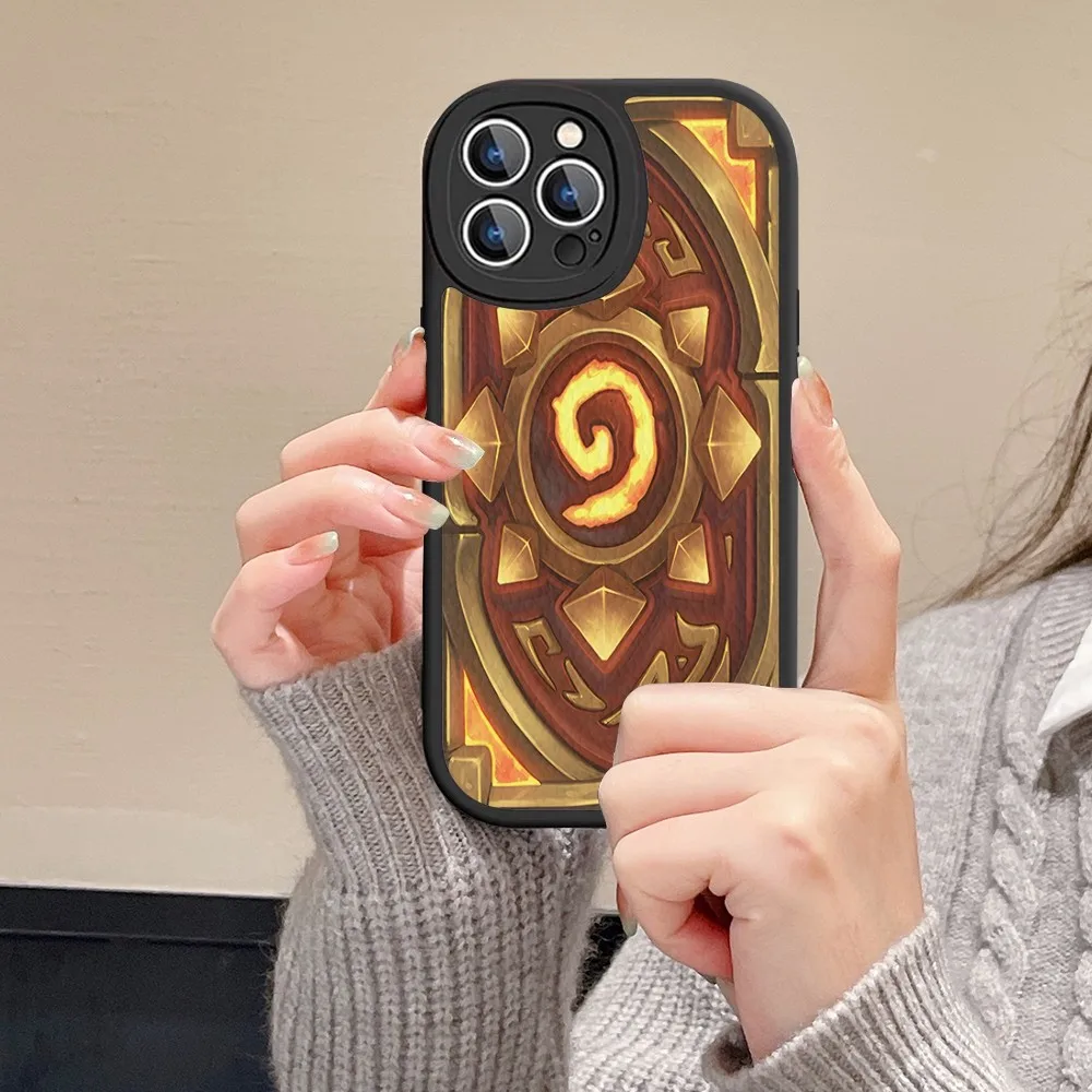 H-Hearthstone Card Backs Phone Case Hard Leather For IPhone 16 15 14 13 12 Mini 11 Pro Max Xs X Xr 7 8 Plus Fundas