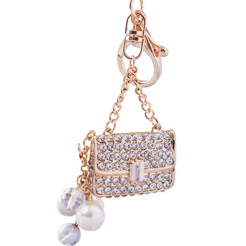 

Pearl Fragrant Small Bag Pendant with Various Metal Keychain Inlaid with Crystal Romantic Fashion and Personalized Choice
