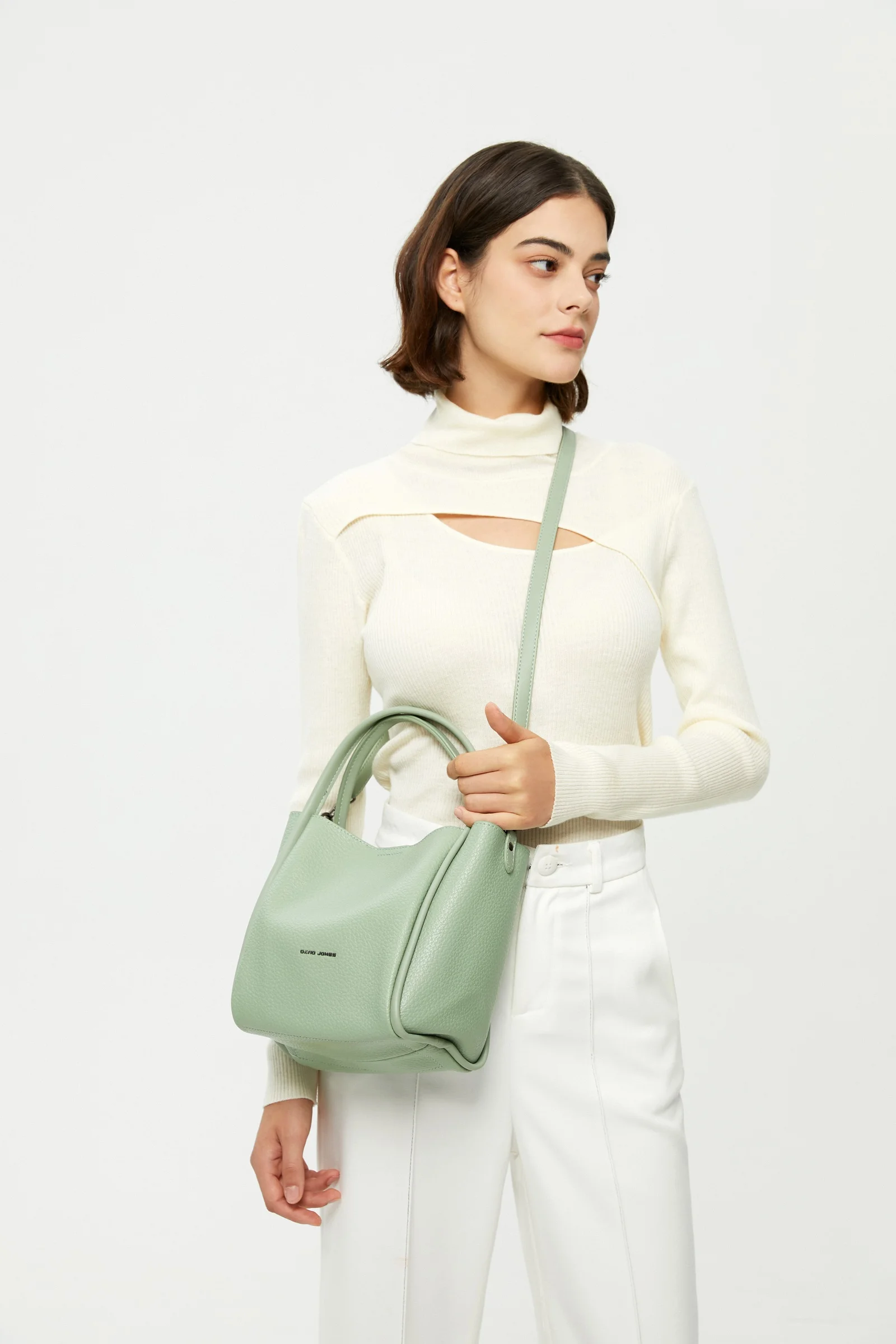 

David Jones Fashion Women's Daily Handbag Small Simple Design Casual Shopping Commuter Solid Practical Crossbody Bag