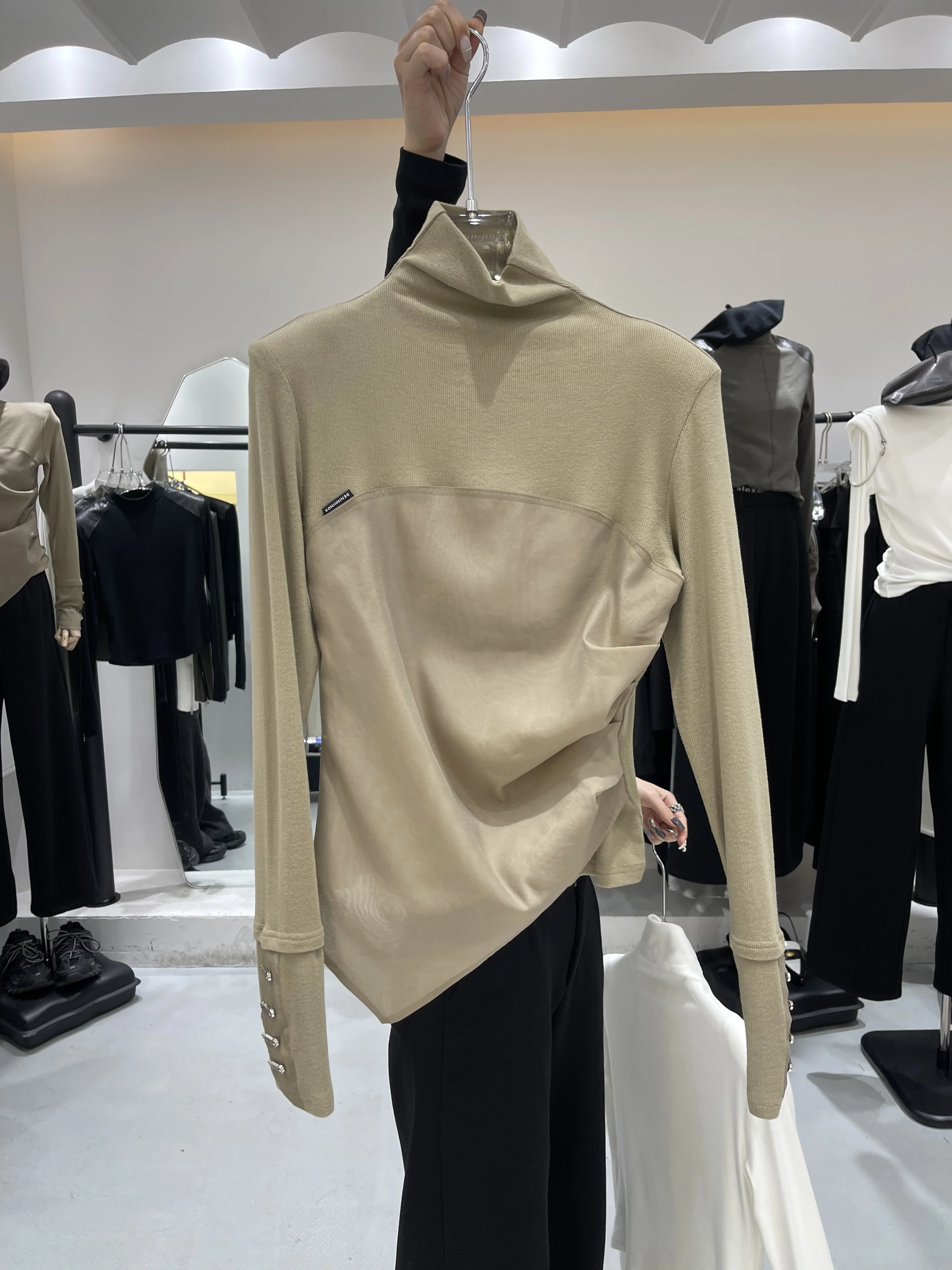 Новинка Осень-зима 2023 модная сетчатая рубашка Ozhouzhan в западном стиле с длинными