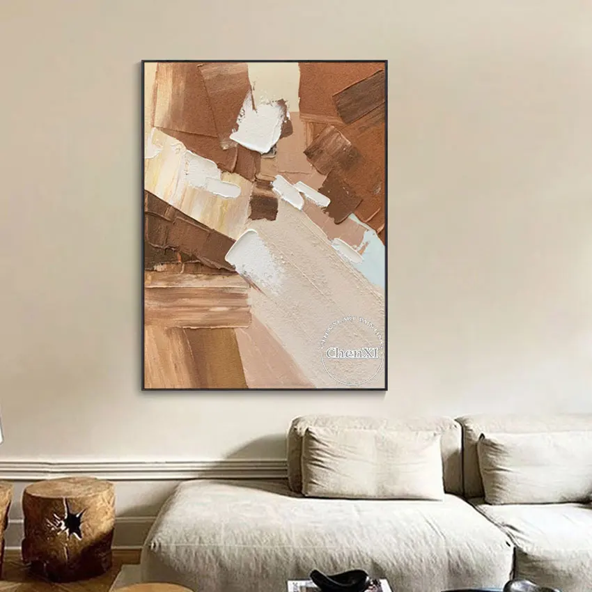 Современная текстильная абстрактная картина маслом для гостиной холст