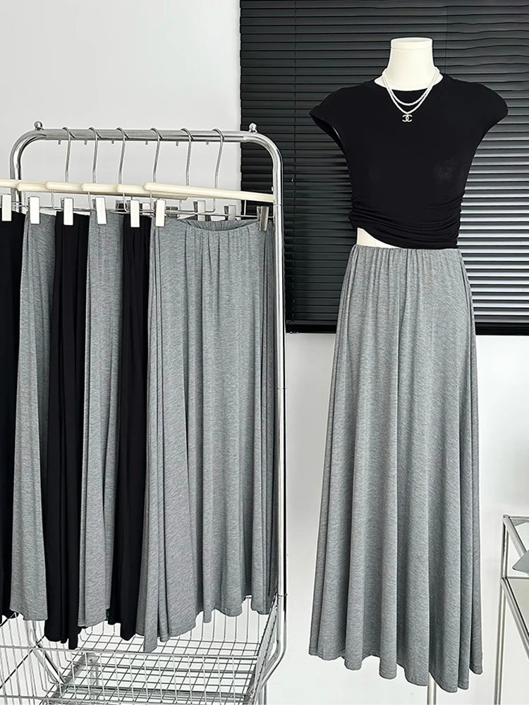 

Spring Summer Women Pleated Skirt New Fashion Simple Solid Slim A-Line Female Tide High Quality Gyaru Bottoms Y2K Streetwear