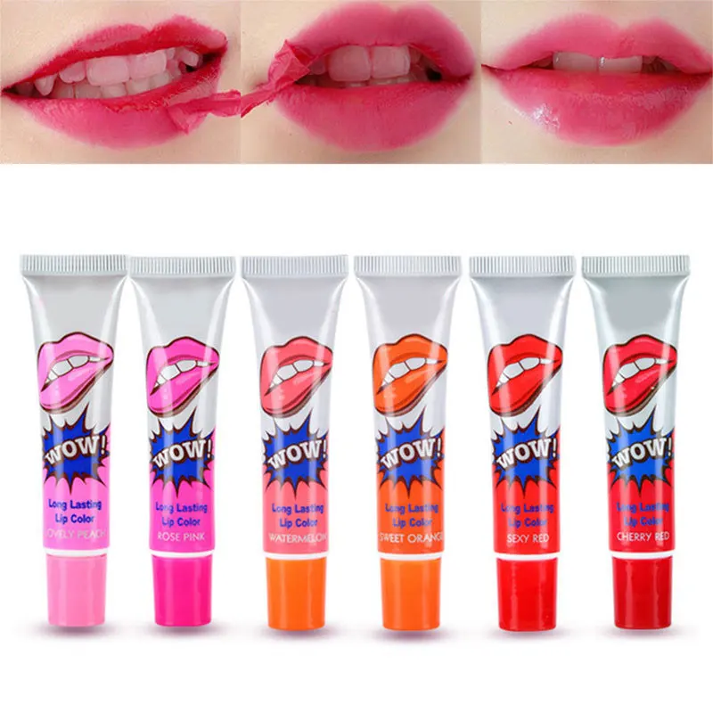 

6PCS Peel-Off Lipgloss Long Lasting Waterproof Tattoo Lip Stain Lipstick Lip Gloss Sexy Party Makeup Beauty Red Purple Color