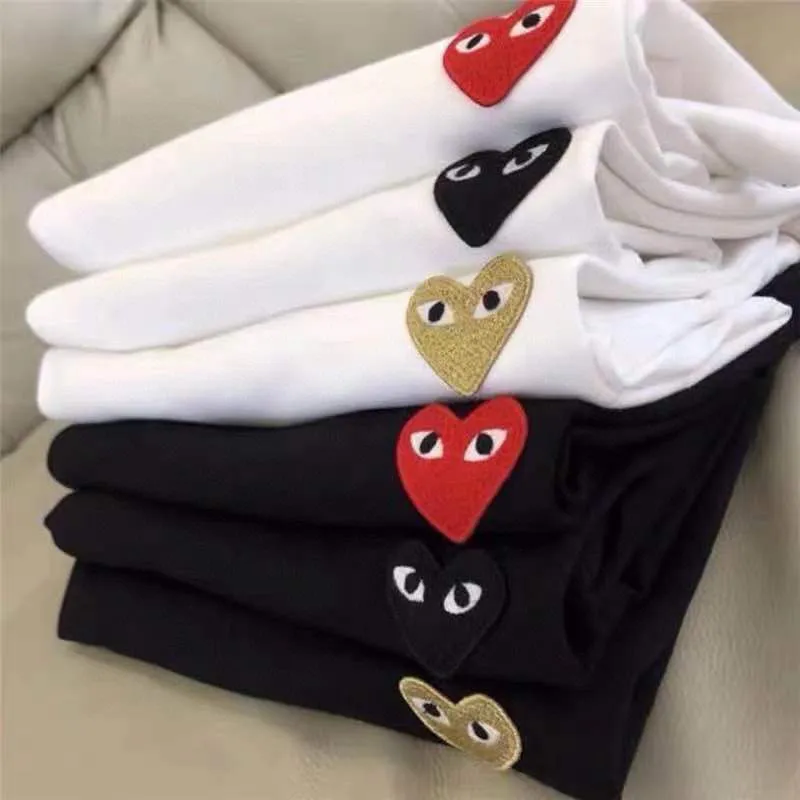 

Fashion Couple pure cotton T-Shirt CDG Casual Embroidery Love-Heart Breathable T-shirt Casual Summer Outfits For Man Women