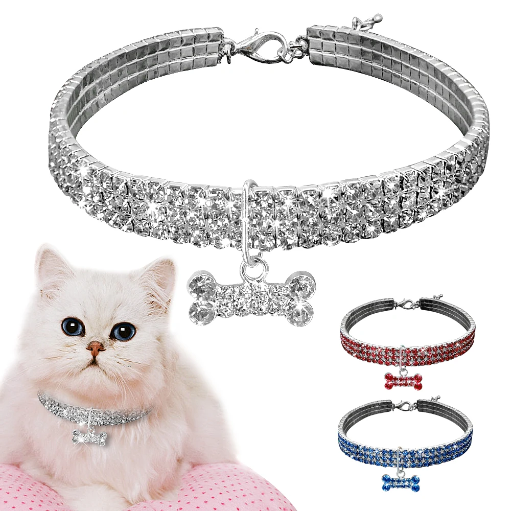 

Rhinestone Pet Dog Cat Accessories Collar For Small Dogs Chihuhua Bling Fashion Diamond Jewelry Necklace Puppy Kitten Collars