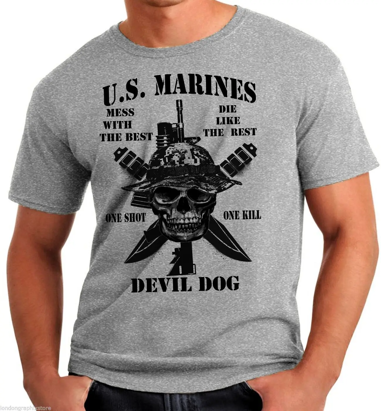 

US Marines Corps Semper Fidelis Devil Dog Veteran T-Shirt. Summer Cotton Short Sleeve O-Neck Mens T Shirt New S-3XL