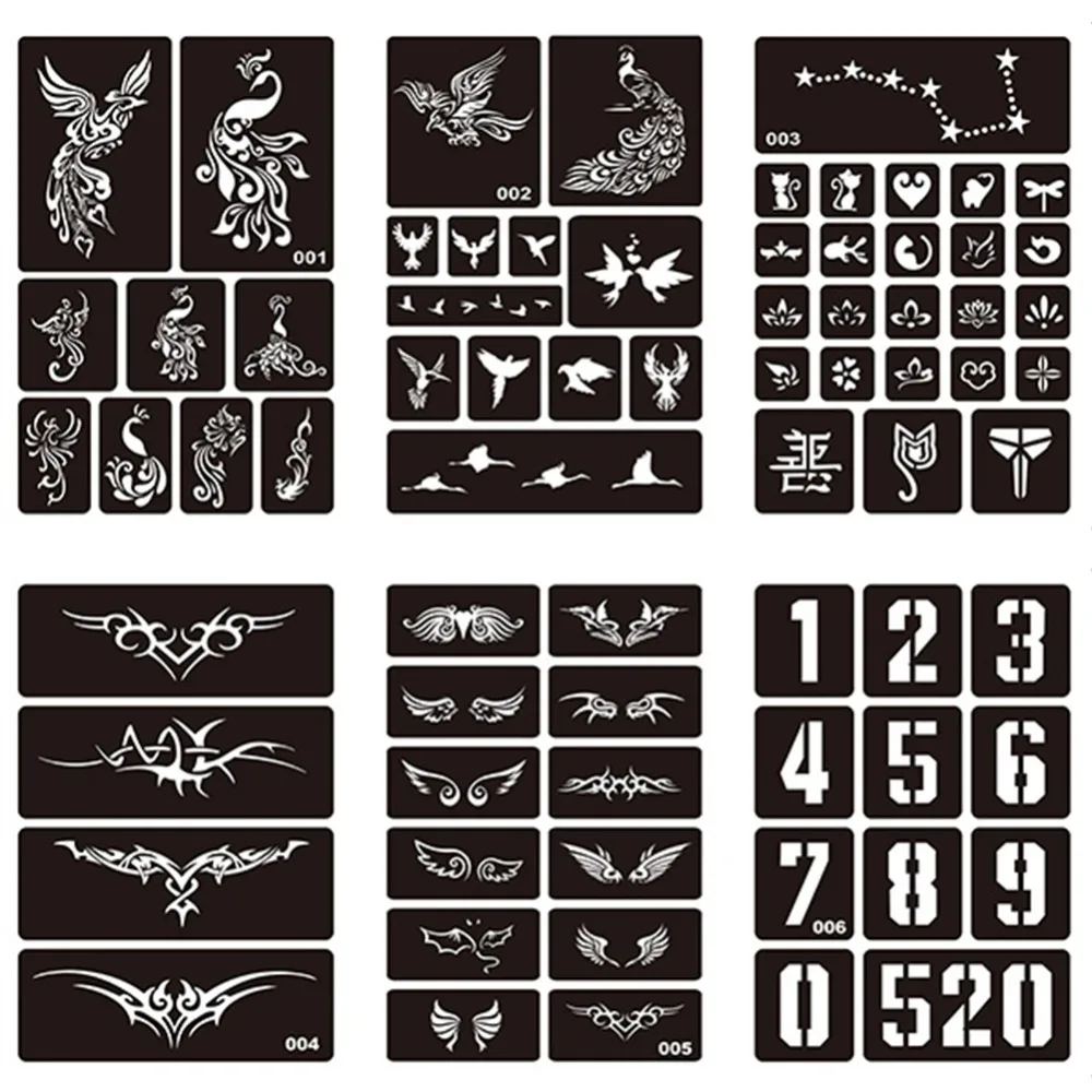 

15 Styles 1 Sheet Henna Indian Waterproof Tattoo Stencil Design Women Body Art Airbrush Paint Temporary Tatoo Sticker #275072